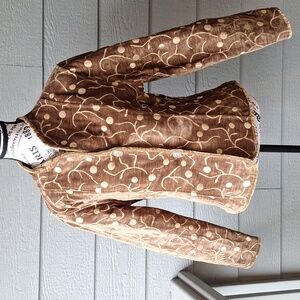 Khangura Reversible Abstract Embroidered Velvety Blazer Olive Green Size L